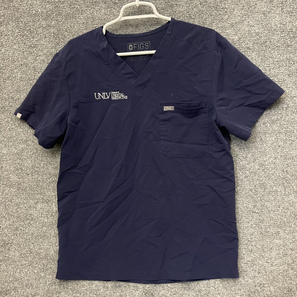 Figs Scrub Top Women's Technical Collection Short Sleeve Size M Blue UNLV Dental